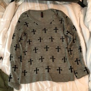 Grey and Black cross sweater